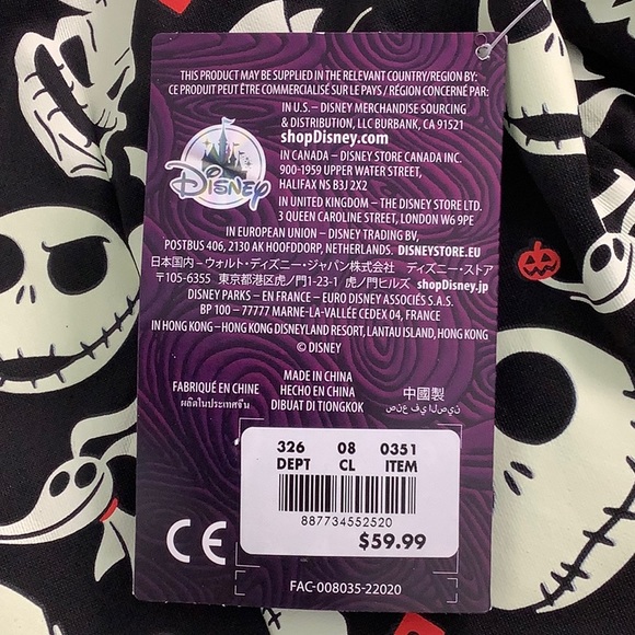 Nightmare before Christmas Glow in the Dark Dinner Jacket W Bow Tie SZ S/M NWT - Picture 9 of 16